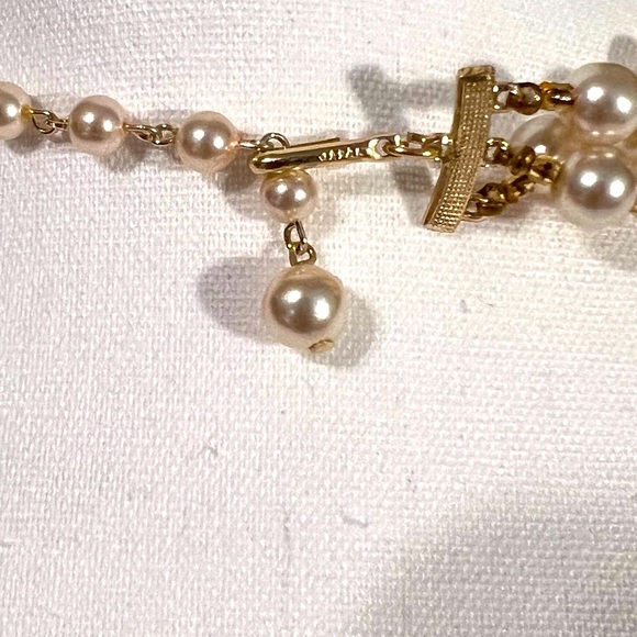 Pearl Necklace Vintage Japan faux pearls & faceted glass beads necklace - Picture 4 of 12